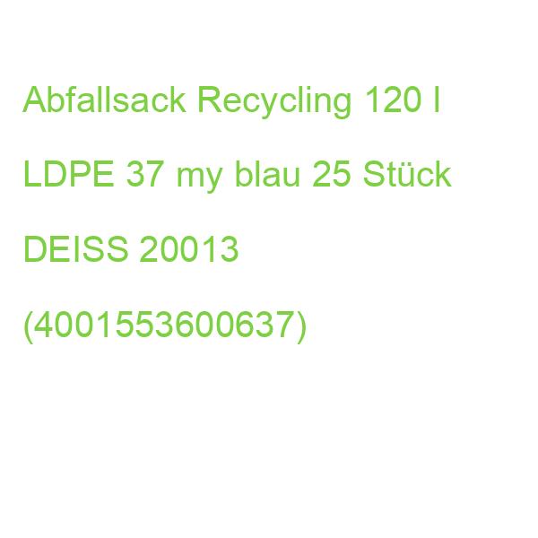 Abfallsack Recycling 120 l LDPE 37 my blau 25 Stück DEISS 20013 (4001553600637)