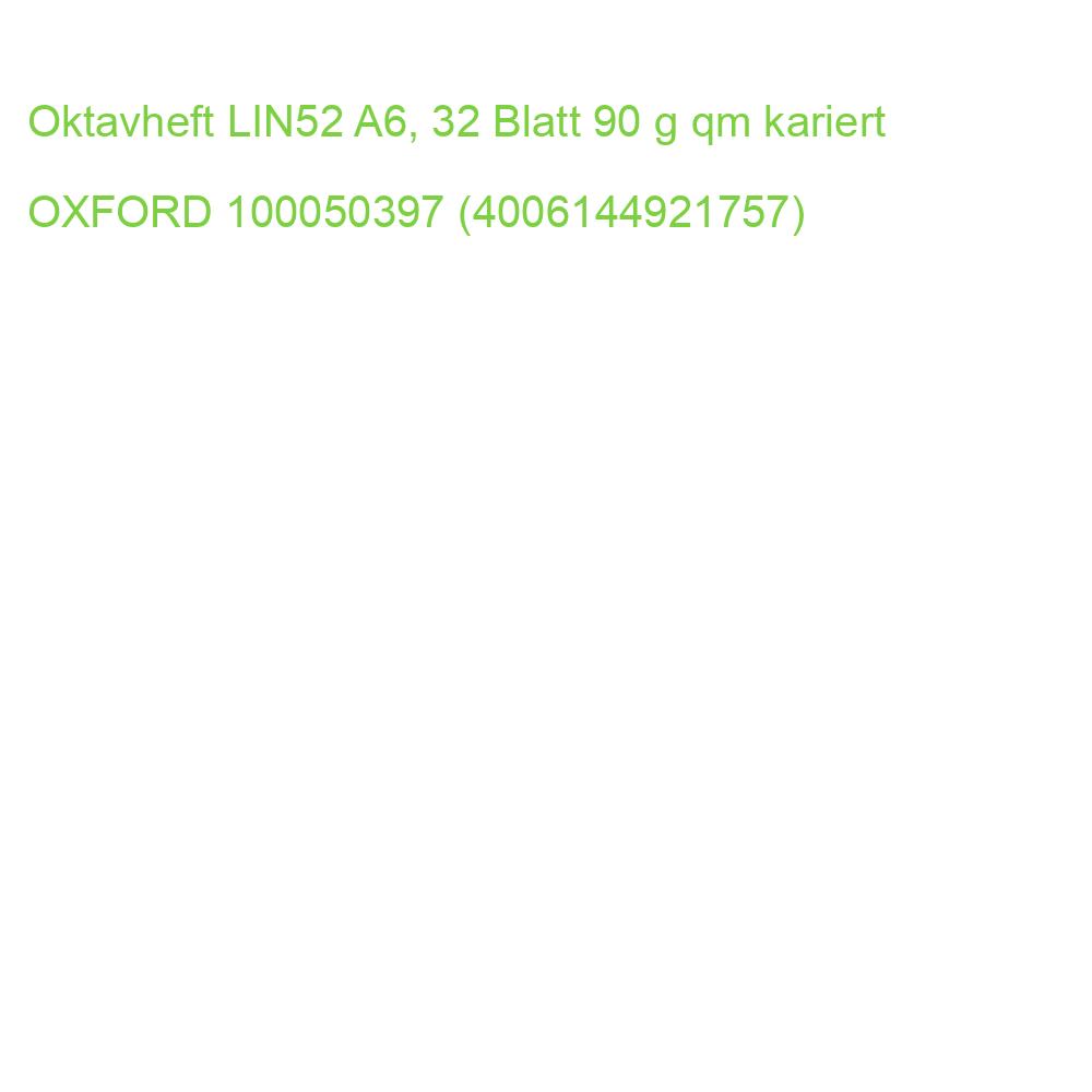 Oktavheft LIN52 A6, 32 Blatt 90 g qm kariert OXFORD 100050397 (4006144921757)