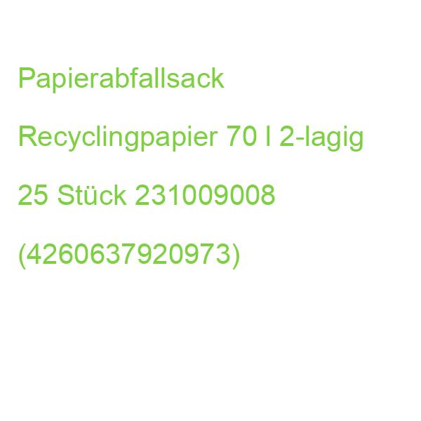 Papierabfallsack Recyclingpapier 70 l 2-lagig 25 Stück 231009008 (4260637920973)