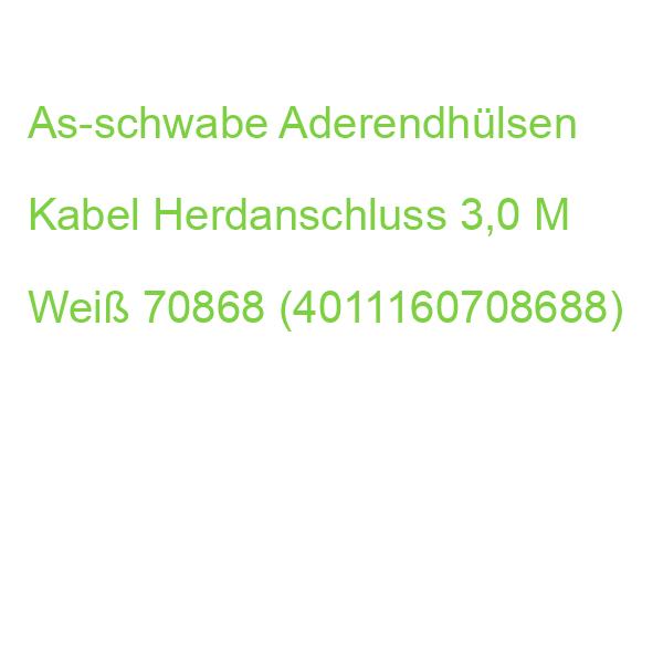 As-schwabe Aderendhülsen Kabel Herdanschluss 3,0 M Weiß, 1 St. 70868 (4011160708688)