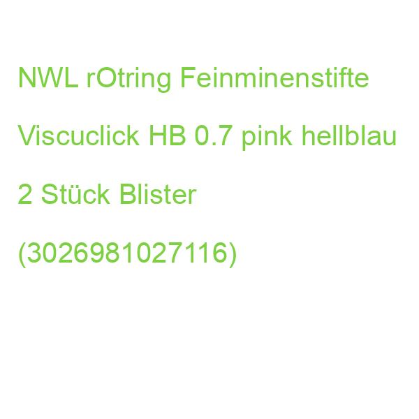 NWL rOtring Feinminenstifte Viscuclick HB 0.7 pink hellblau 2 Stück Blister (3026981027116)