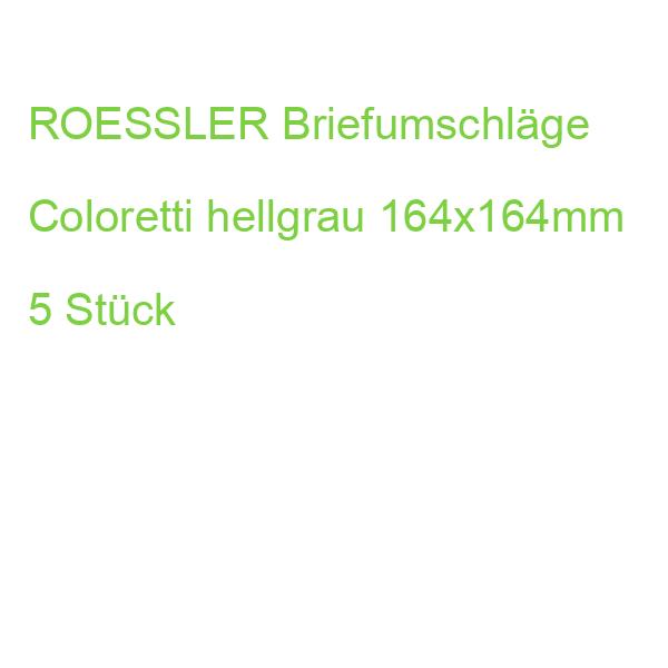 ROESSLER RÖSSLER Briefumschläge Coloretti hellgrau 164x164mm 5 Stück (4014970412882)