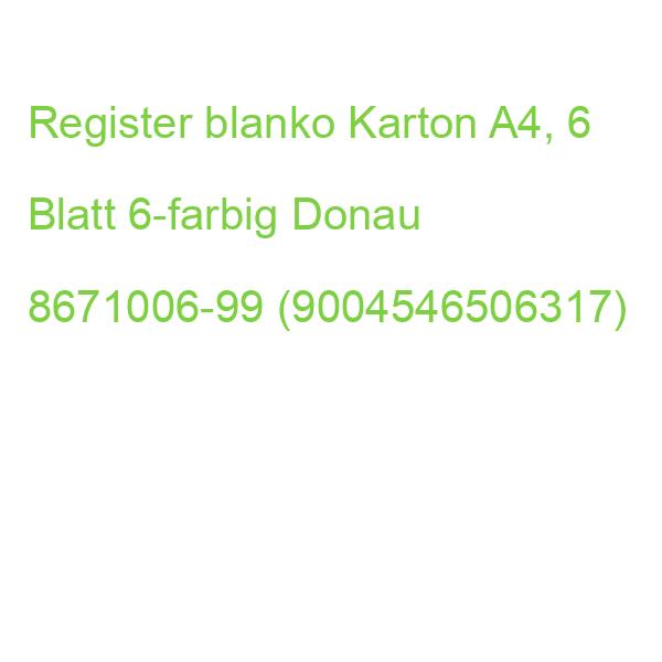 Register blanko Karton A4, 6 Blatt 6-farbig Donau 8671006-99 (9004546506317)