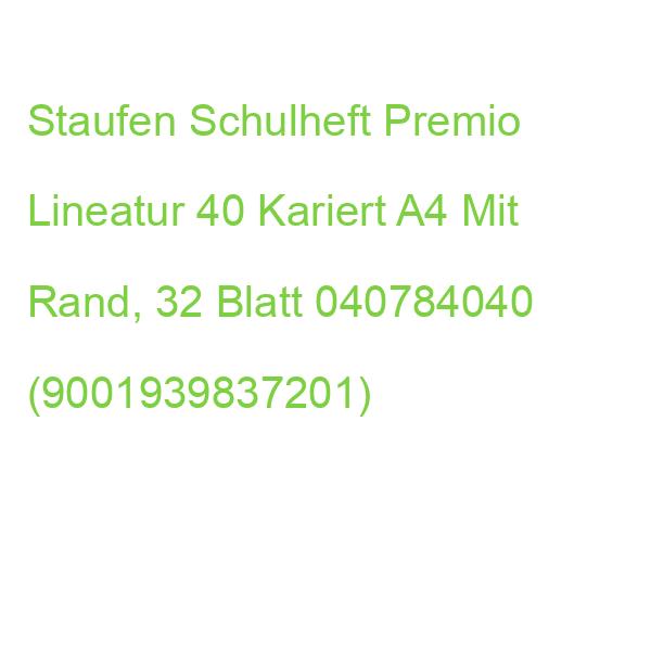 Staufen Schulheft Premio Lineatur 40 Kariert Din A4 Rand Rundum, 32 Blatt 040784040 (9001939837201)