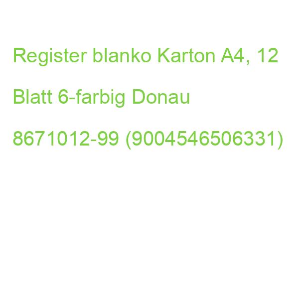 Register blanko Karton A4, 12 Blatt 6-farbig Donau 8671012-99 (9004546506331)