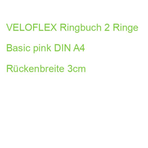 VELOFLEX Ringbuch 2 Ringe Basic pink DIN A4 Rückenbreite 3cm
