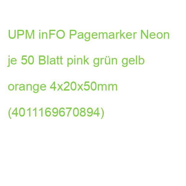 UPM inFO Pagemarker Neon je 50 Blatt pink grün gelb orange 4x20x50mm (4011169670894)