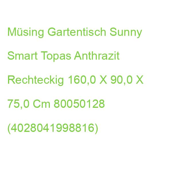 Sunny Smart Gartentisch Topas Anthrazit Rechteckig 160,0 X 90,0 X 75,0 Cm 80050128 (4028041998816)