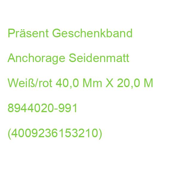 Präsent Geschenkband Anchorage Seidenmatt Weiß/rot 40,0 Mm X 20,0 M 8944020-991 (4009236153210)