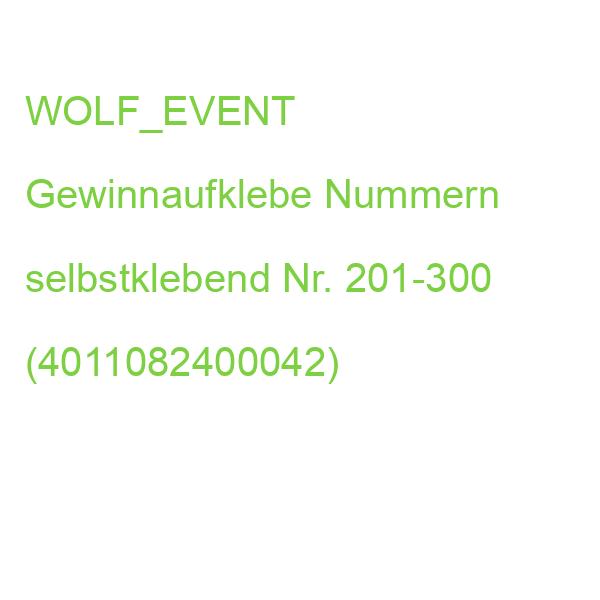 WOLF_EVENT Gewinnaufklebe Nummern selbstklebend Nr. 201-300 (4011082400042)