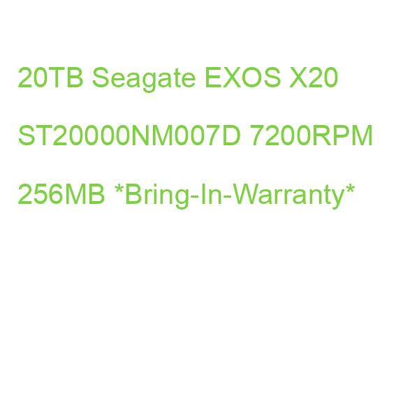 20TB Seagate EXOS X20 ST20000NM007D 7200RPM 256MB *Bring-In-Warranty*