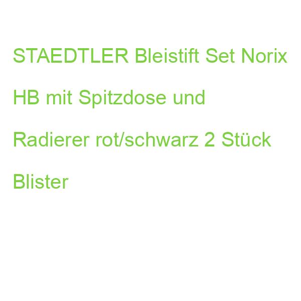 STAEDTLER Bleistift Set Norix HB mit Spitzdose und Radierer rot/schwarz 2 Stück Blister