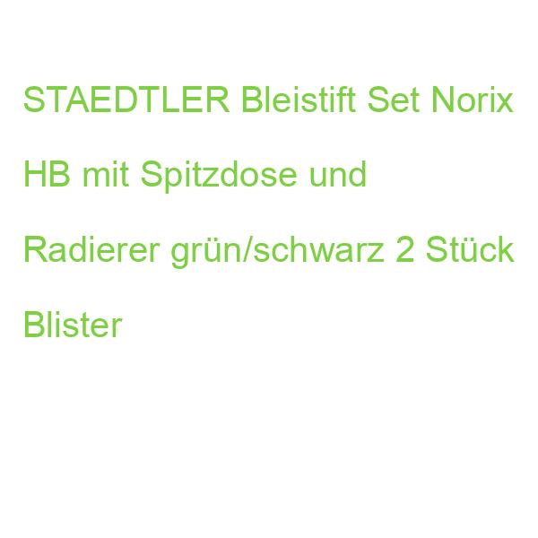 STAEDTLER Bleistift Set Norix HB mit Spitzdose und Radierer grün/schwarz 2 Stück Blister
