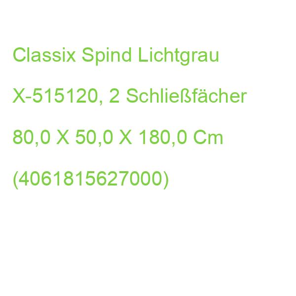 Classix Spind Lichtgrau X-515120, 2 Schließfächer 80,0 X 50,0 X 180,0 Cm (4061815627000)