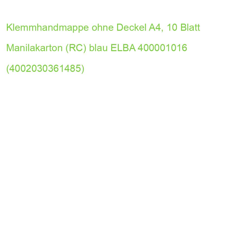 Klemmhandmappe ohne Deckel A4, 10 Blatt Manilakarton (RC) blau ELBA 400001016 (4002030361485)