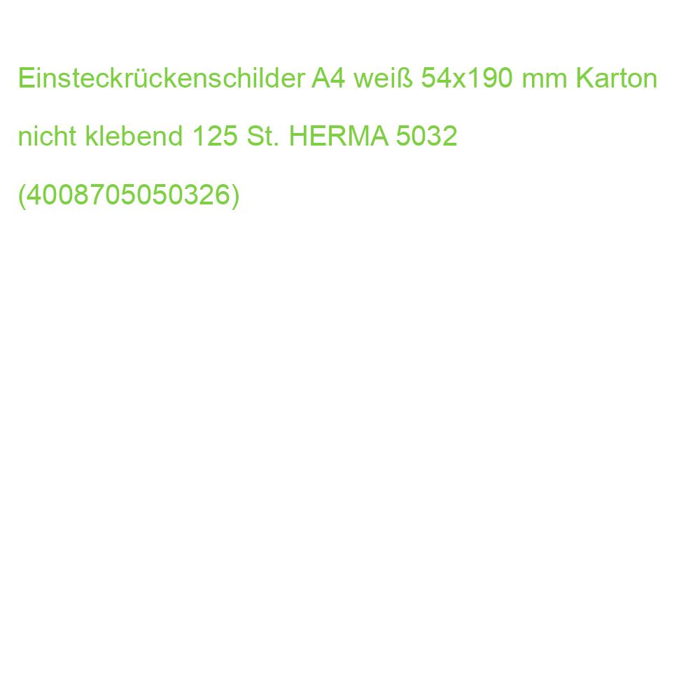 Einsteckrückenschilder A4 weiß 54x190 mm Karton nicht klebend 125 St. HERMA 5032 (4008705050326)