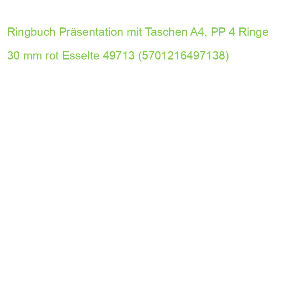 Ringbuch Präsentation mit Taschen A4, PP 4 Ringe 30 mm rot Esselte 49713 (5701216497138)