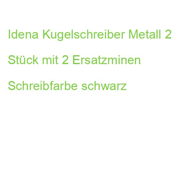 Idena Kugelschreiber Metall 2 Stück mit 2 Ersatzminen Schreibfarbe schwarz
