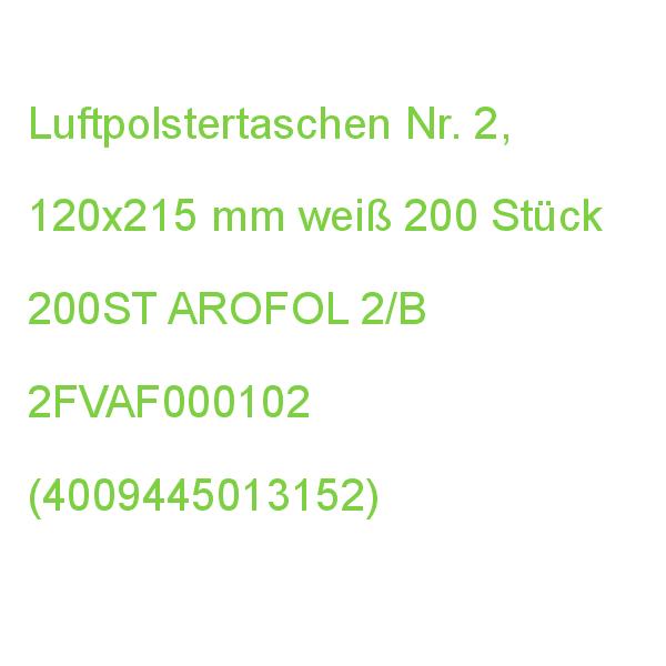 Luftpolstertaschen Nr. 2, 120x215 mm weiß 200 Stück AROFOL 2FVAF000102 (4009445013152)