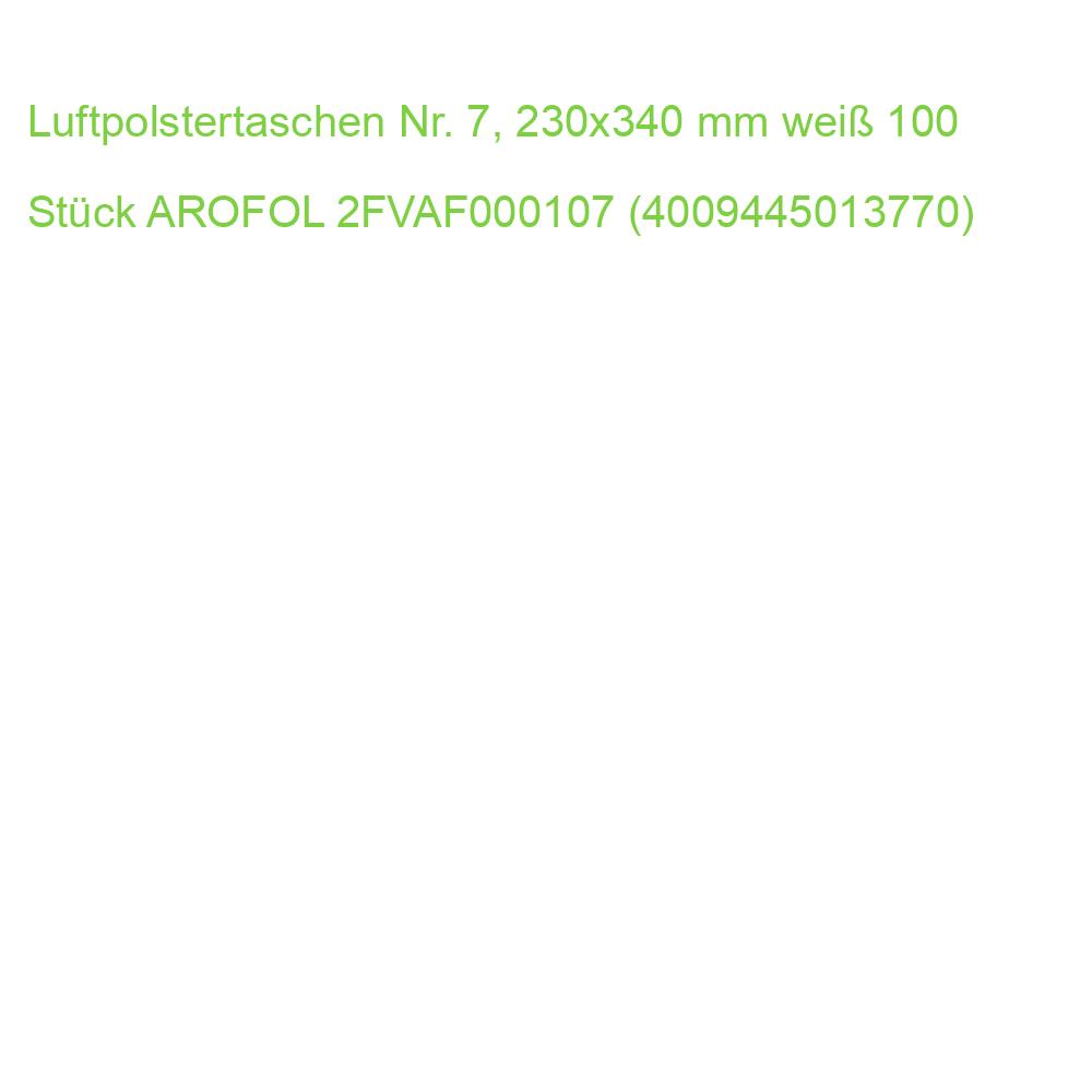 Luftpolstertaschen Nr. 7, 230x340 mm weiß 100 Stück AROFOL 2FVAF000107 (4009445013770)