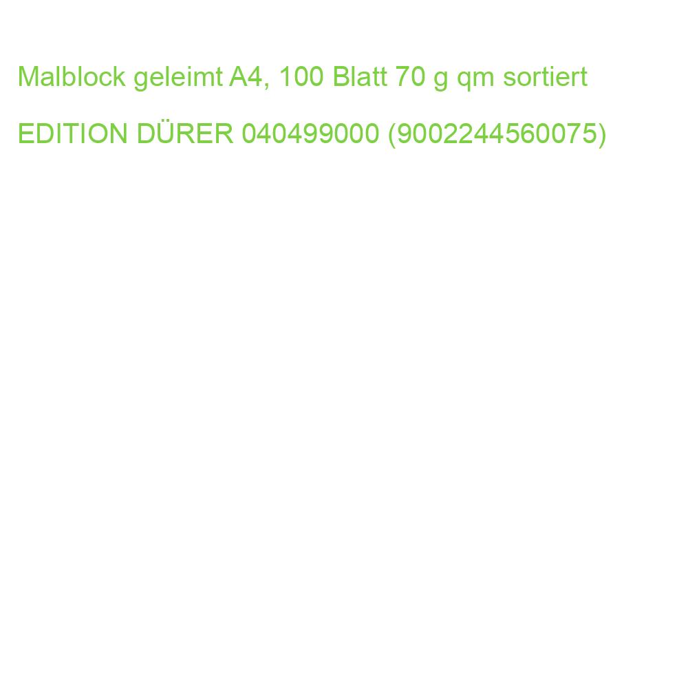 Malblock geleimt A4, 100 Blatt 70 g qm sortiert EDITION DÜRER 040499000 (9002244560075)