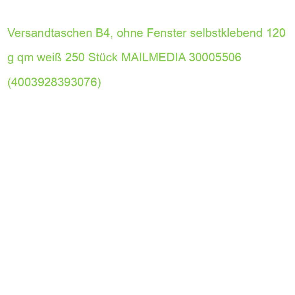Versandtaschen B4, ohne Fenster selbstklebend 120 g qm weiß 250 Stück MAILMEDIA 30005506 (4003928393076)