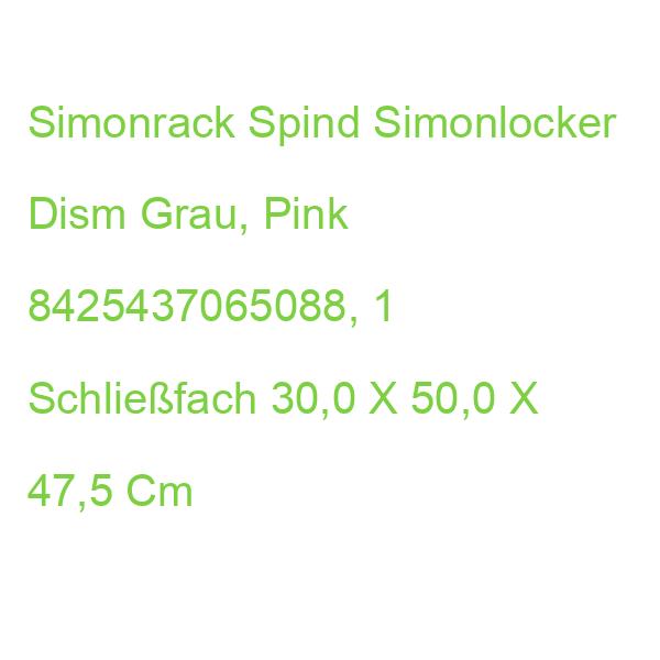 Simonrack Spind Simonlocker Dism Grau, Pink 8425437065088, 1 Schließfach 30,0 X 50,0 X 47,5 Cm