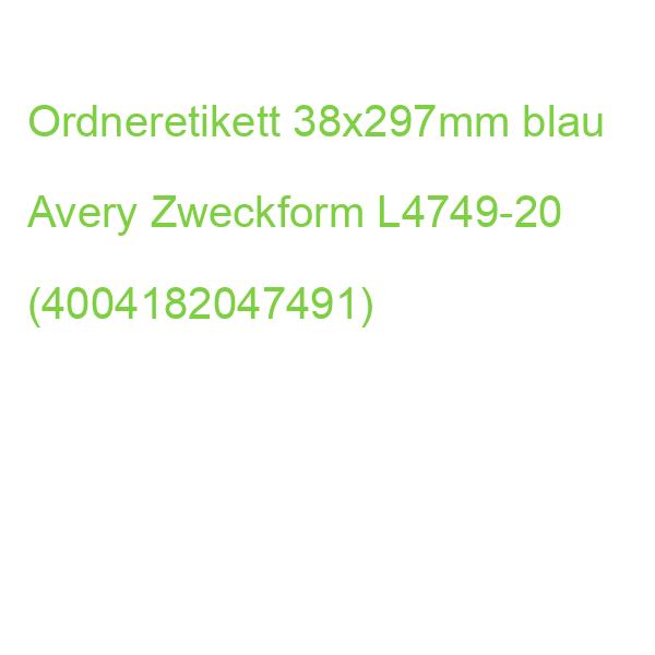 Ordner-Etiketten schmal lang (A4 20 Blatt) 100 Stück blau AVERY ZWECKFORM L4749-20 (4004182047491)