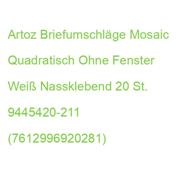 Artoz Briefumschläge Mosaic Quadratisch Ohne Fenster Weiß Nassklebend 20 St. 9445420-211 (7612996920281)