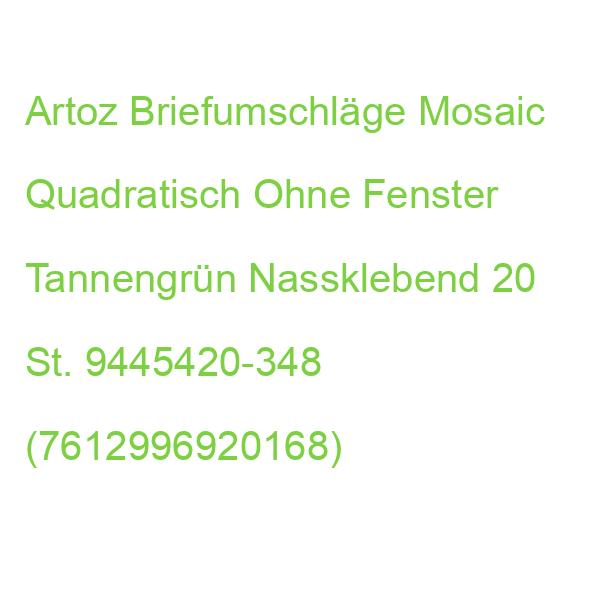 Artoz Briefumschläge Mosaic Quadratisch Ohne Fenster Tannengrün Nassklebend 20 St. 9445420-348 (7612996920168)