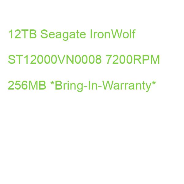 12TB Seagate IronWolf ST12000VN0008 7200RPM 256MB *Bring-In-Warranty*