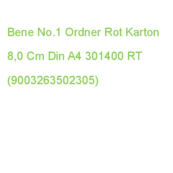 Bene No.1 Ordner Rot Karton 8,0 Cm Din A4 301400 RT (9003263502305)