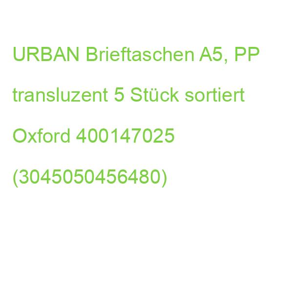 URBAN Brieftaschen A5, PP transluzent 5 Stück sortiert OXFORD 400147025 (3045050456480)