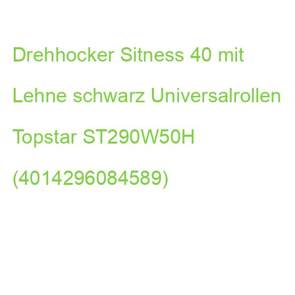 Drehhocker Sitness 40 mit Lehne schwarz Universalrollen TOPSTAR ST290W50H (4014296084589)