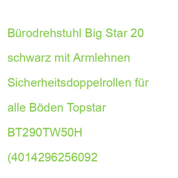 Bürodrehstuhl Big Star 20 schwarz mit Armlehnen Sicherheitsdoppelrollen für alle Böden TOPSTAR BT290TW50H (4014296256092