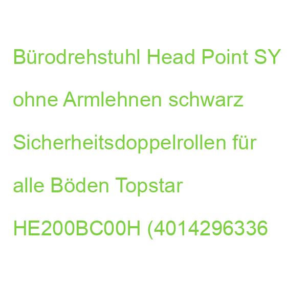 Bürodrehstuhl Head Point SY ohne Armlehnen schwarz Sicherheitsdoppelrollen für alle Böden TOPSTAR HE200BC00H (4014296336