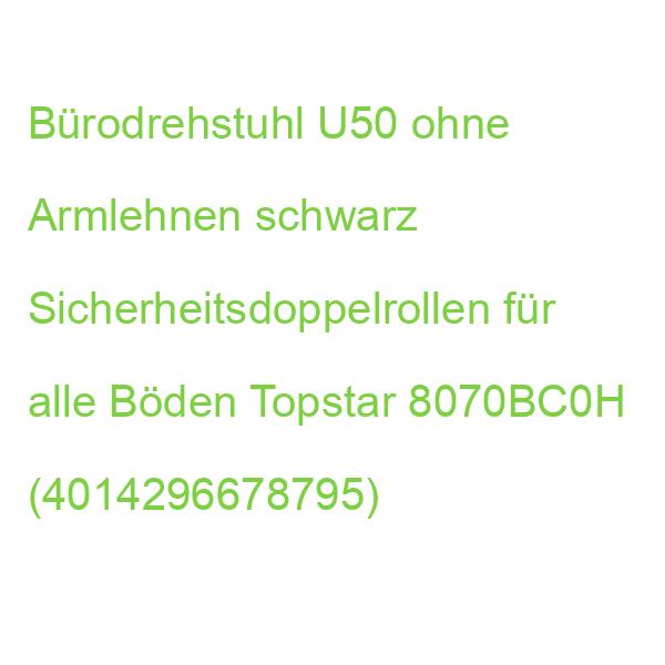 Bürodrehstuhl U50 ohne Armlehnen schwarz Sicherheitsdoppelrollen für alle Böden TOPSTAR 8070BC0H (4014296678795)