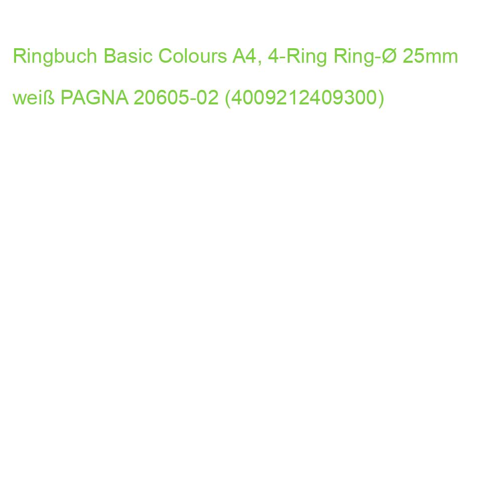 Ringbuch Basic Colours A4, 4-Ring Ring- 25mm weiß PAGNA 20605-02 (4009212409300)