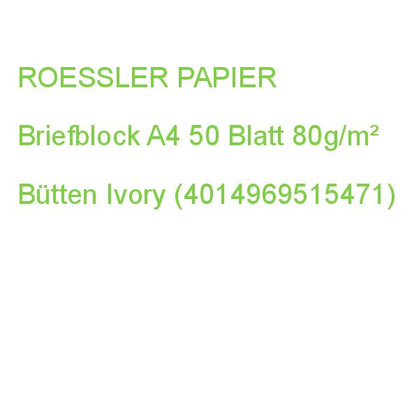 ROESSLER RÖSSLER Briefblock Bütten 50 Blatt 80g ivory (4014969515471)
