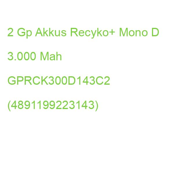 2 Gp Akkus Recyko+ Mono D 3.000 Mah GPRCK300D143C2 (4891199223143)