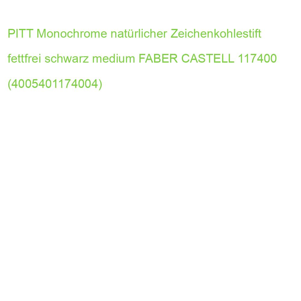 PITT Monochrome natürlicher Zeichenkohlestift fettfrei schwarz medium FABER CASTELL 117400 (4005401174004)