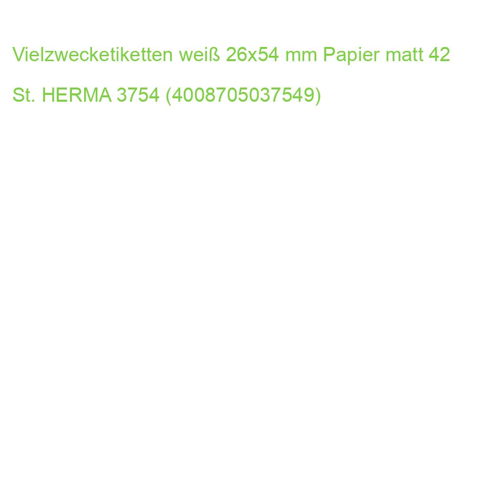Vielzwecketiketten weiß 26x54 mm Papier matt 42 St. HERMA 3754 (4008705037549)