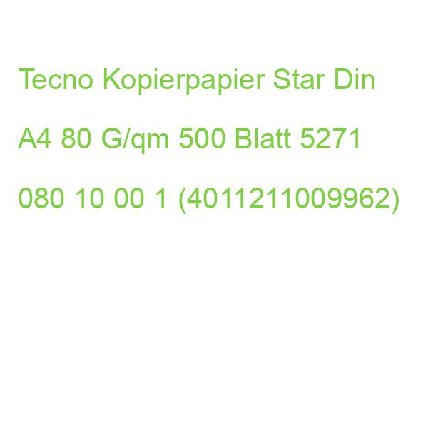 Tecno Kopierpapier Star Din A4 80 G/qm 500 Blatt 5271 080 10 00 1 (4011211009962)