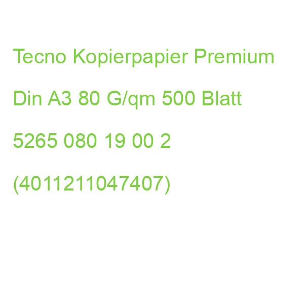 Tecno Kopierpapier Premium Din A3 80 G/qm 500 Blatt 5265 080 19 00 2 (4011211047407)