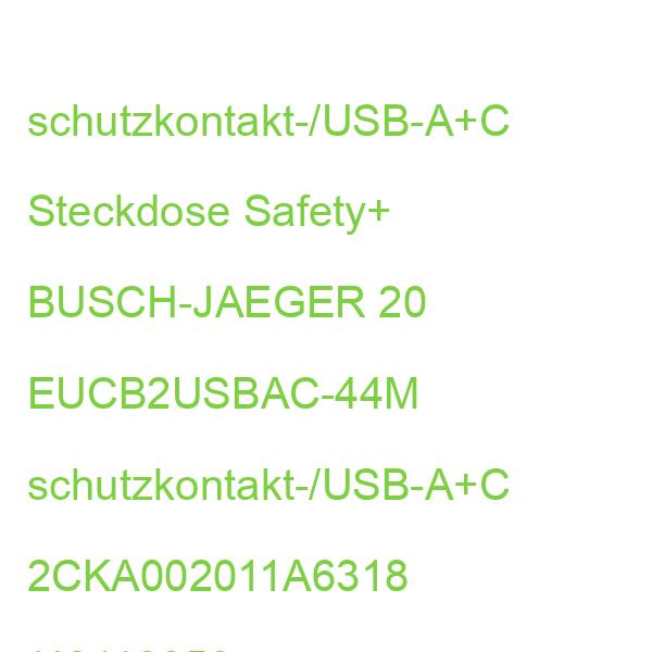 20 EUCB2USBAC-44M USB-A+C Steckdose BUSCH-JAEGER schutzkontakt-/USB-A+C Safety+ 2CKA002011A6318 (4011395329450)
