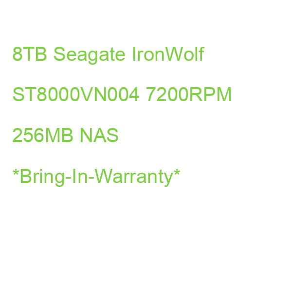 8TB Seagate IronWolf ST8000VN004 7200RPM 256MB NAS *Bring-In-Warranty*
