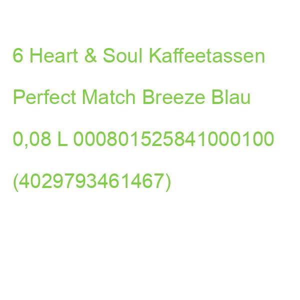 6 Heart & Soul Espressotassen Perfect Match Breeze Blau 0,08 L 000801525841000100 (4029793461467)