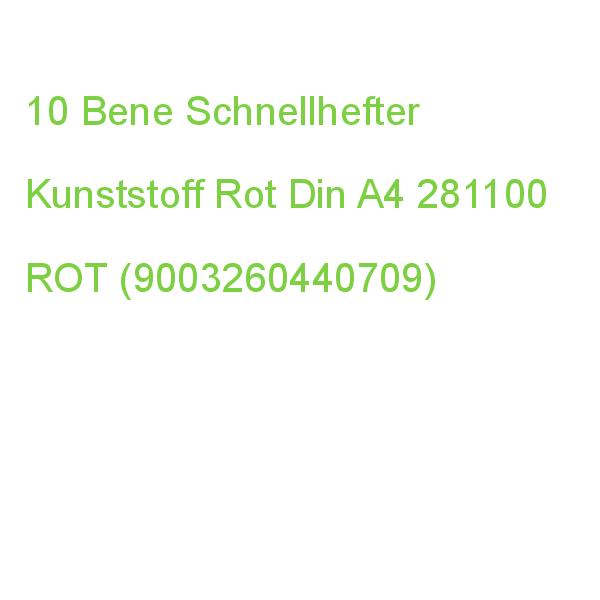 10 Bene Schnellhefter Kunststoff Rot Din A4 281100 ROT (9003260440709)