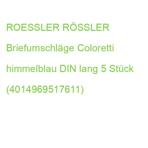 ROESSLER RÖSSLER Briefumschläge Coloretti himmelblau DIN lang 5 Stück (4014969517611)