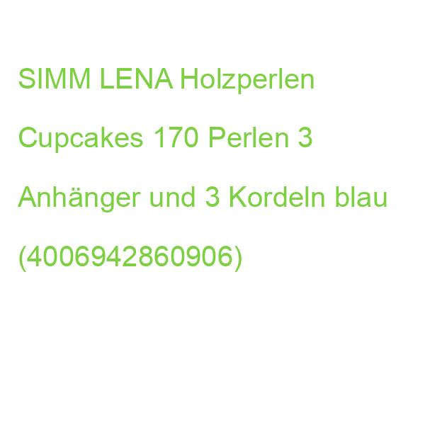 SIMM LENA Holzperlen Cupcakes 170 Perlen 3 Anhänger und 3 Kordeln blau (4006942860906)